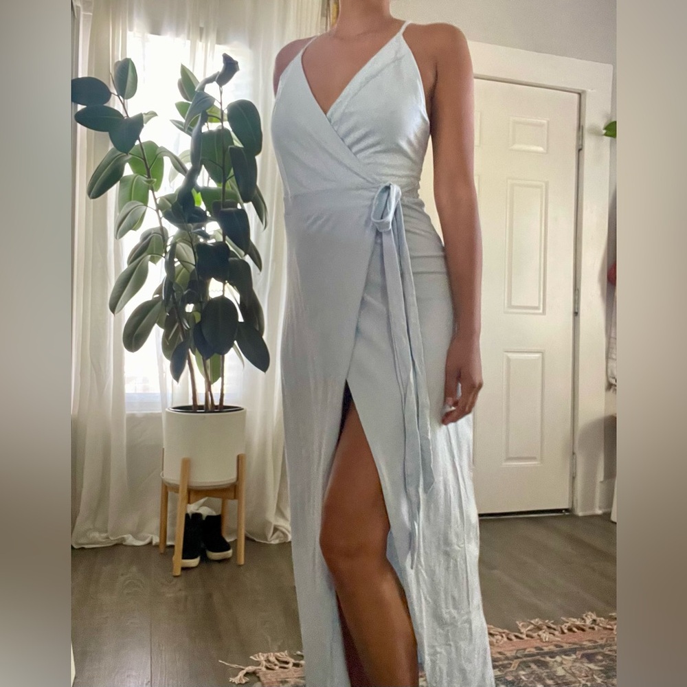 WYLDR Wrap Dress Light Blue XS